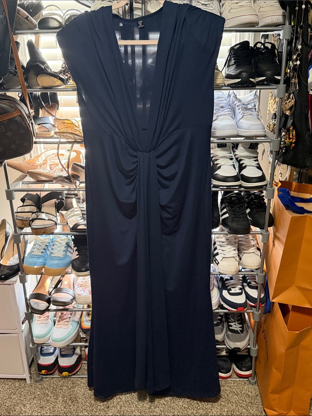 SHEIN Navy Twist-Front Maxi Dress